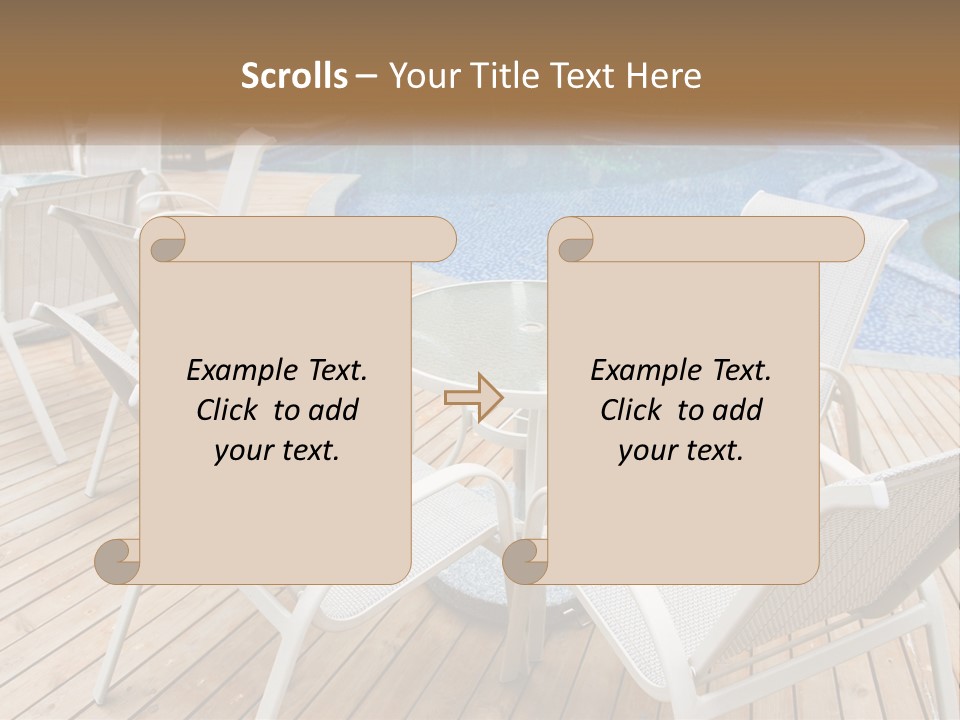 A Table And Chairs Near A Swimming Pool PowerPoint Template