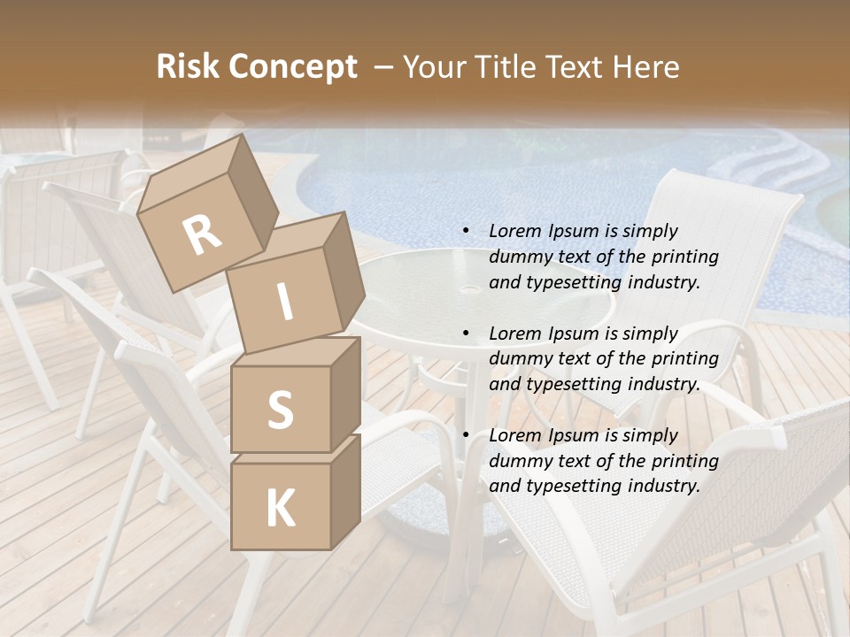 A Table And Chairs Near A Swimming Pool PowerPoint Template