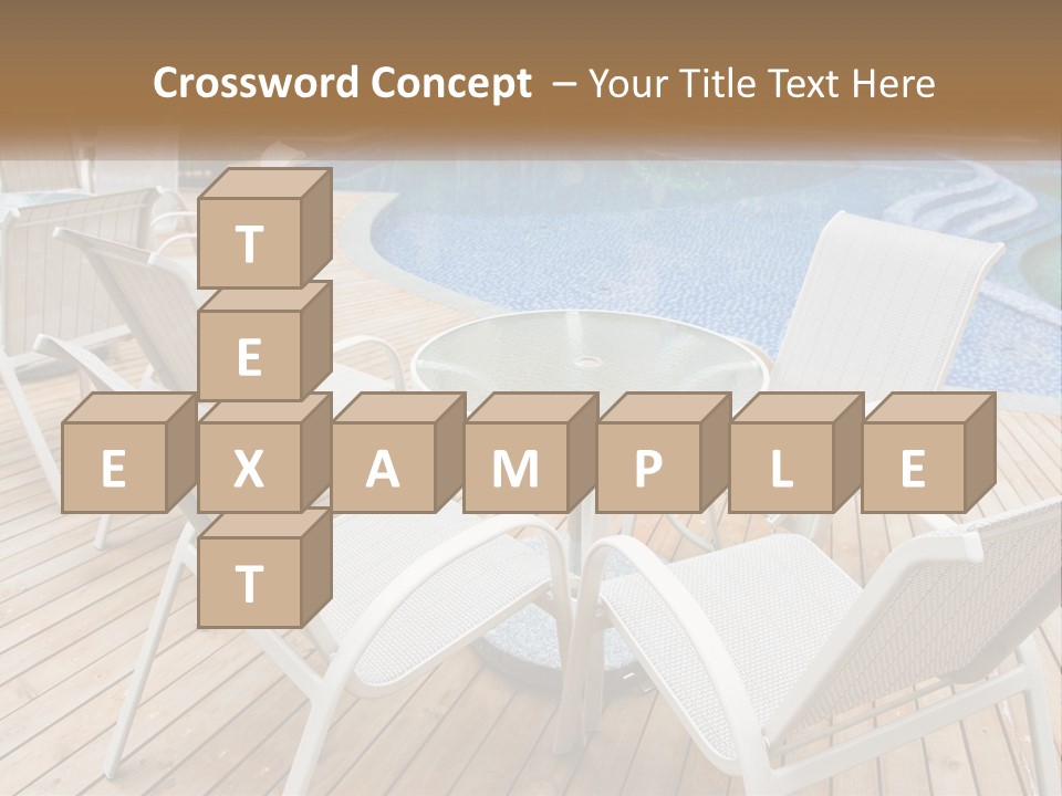 A Table And Chairs Near A Swimming Pool PowerPoint Template