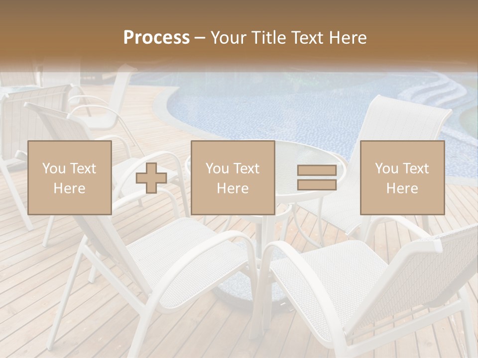A Table And Chairs Near A Swimming Pool PowerPoint Template