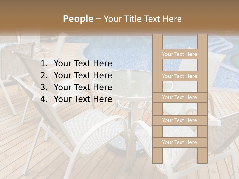 A Table And Chairs Near A Swimming Pool PowerPoint Template