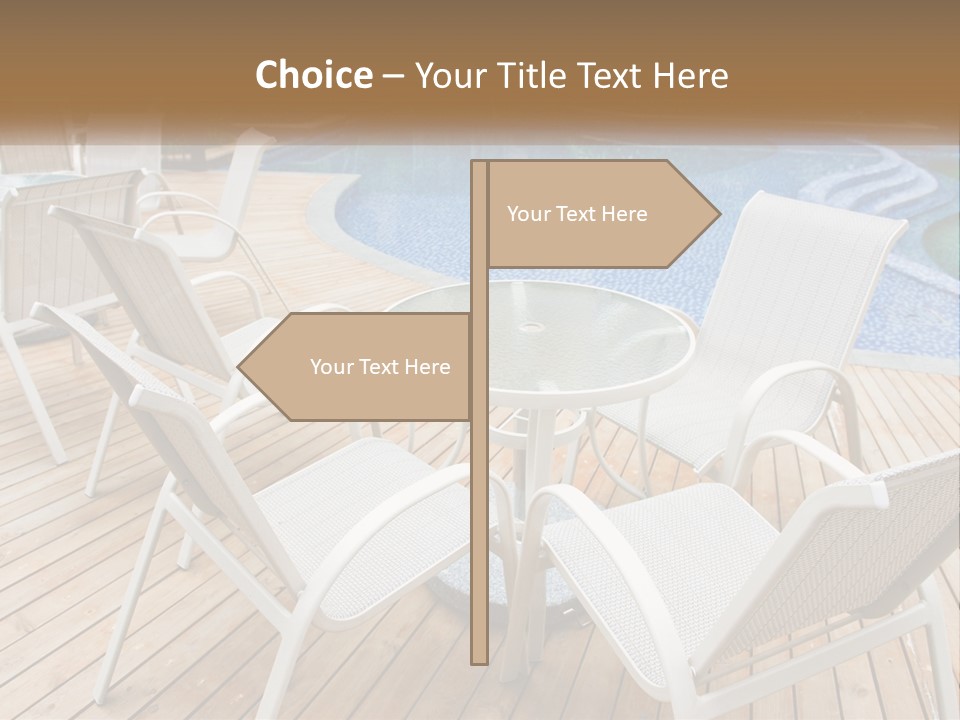 A Table And Chairs Near A Swimming Pool PowerPoint Template