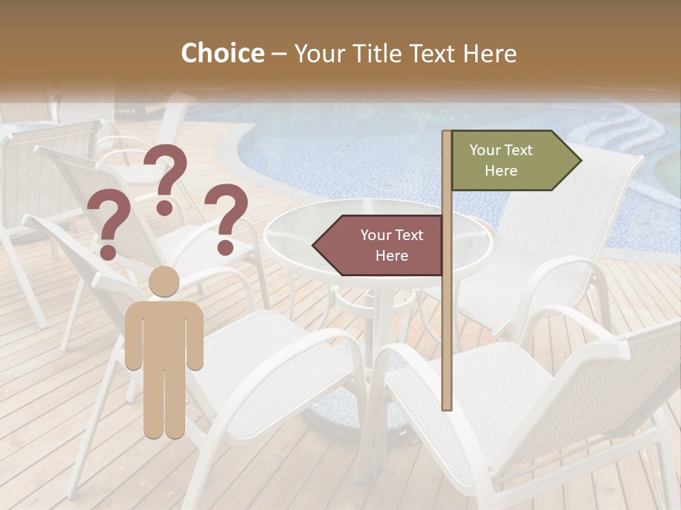 A Table And Chairs Near A Swimming Pool PowerPoint Template