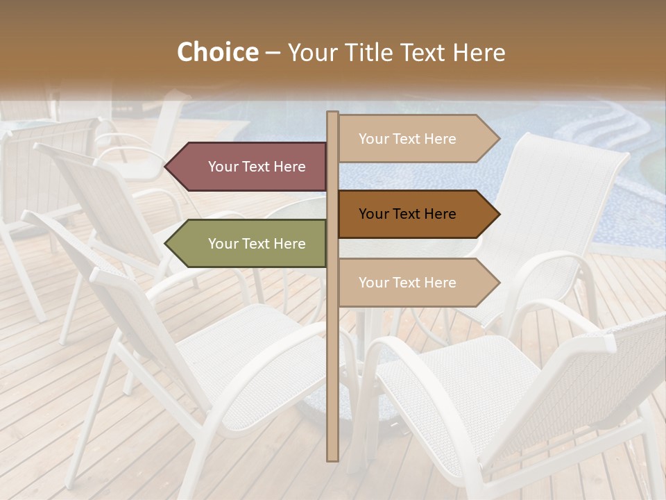 A Table And Chairs Near A Swimming Pool PowerPoint Template