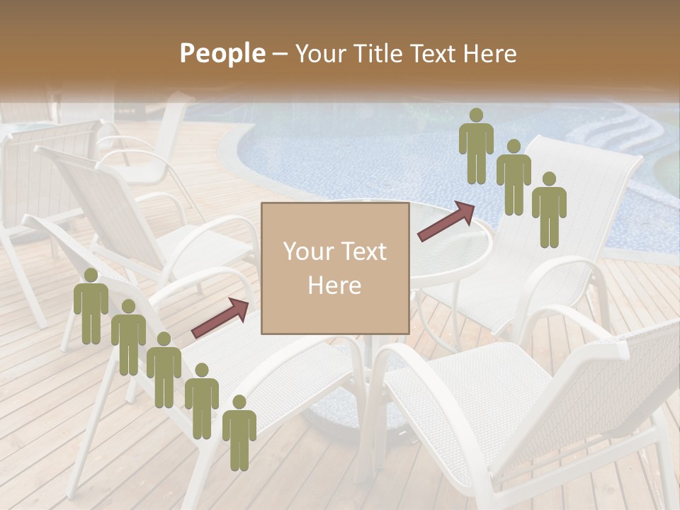 A Table And Chairs Near A Swimming Pool PowerPoint Template
