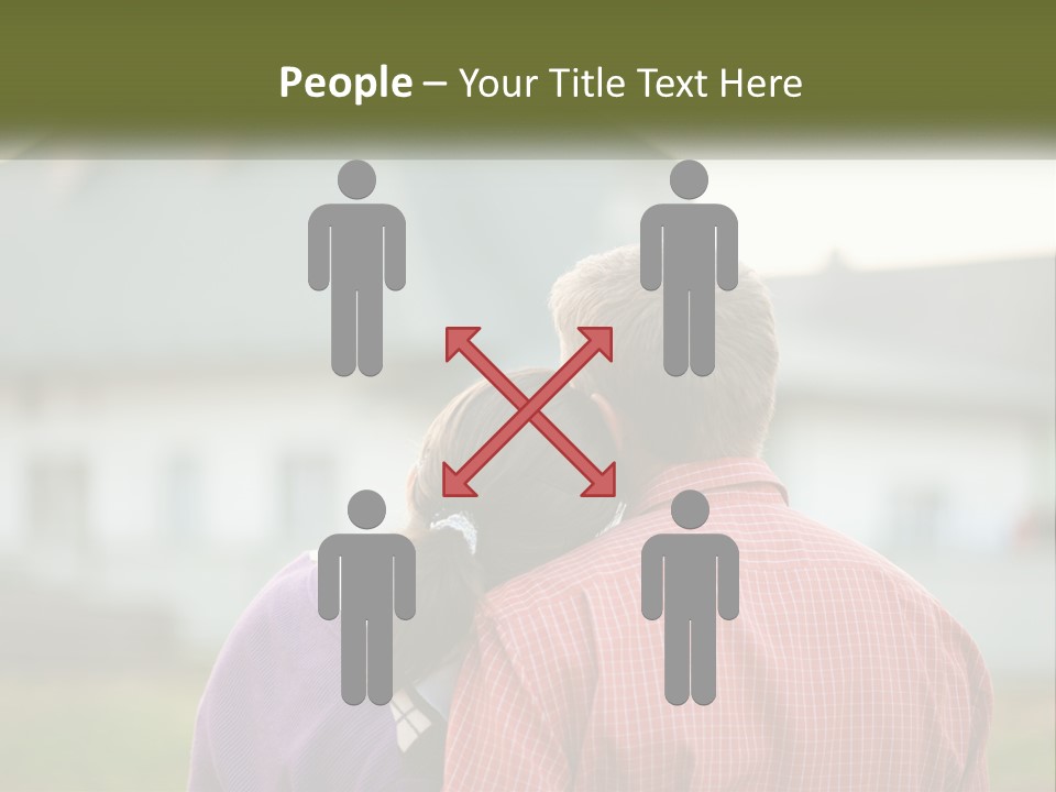 A Young Boy And A Young Girl Hugging In Front Of A House PowerPoint Template