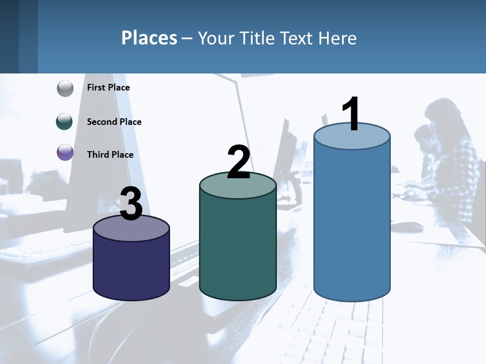 A Man Sitting In Front Of A Computer Monitor PowerPoint Template