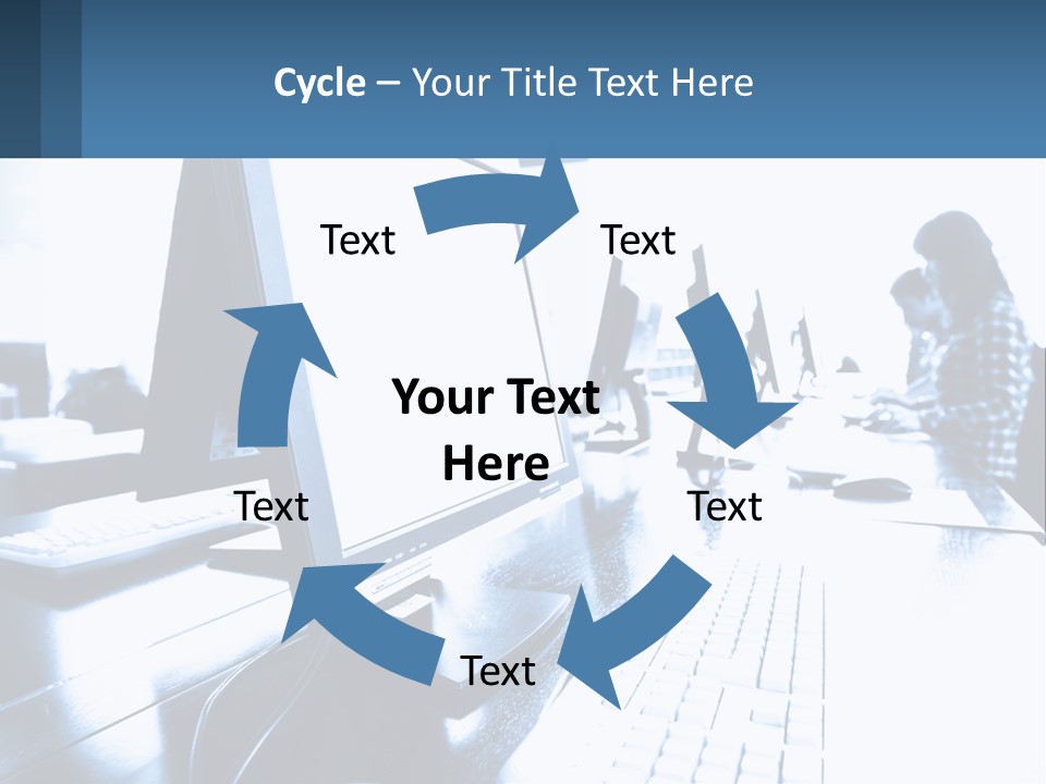 A Man Sitting In Front Of A Computer Monitor PowerPoint Template