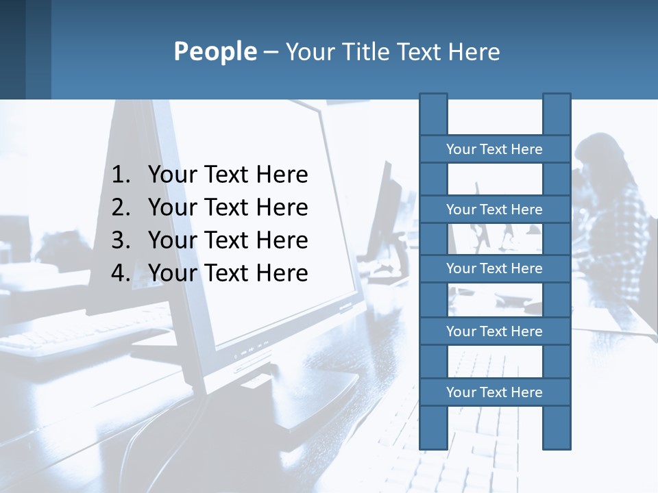 A Man Sitting In Front Of A Computer Monitor PowerPoint Template