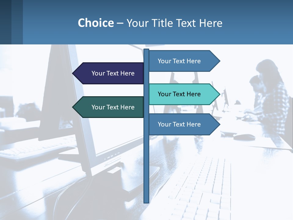 A Man Sitting In Front Of A Computer Monitor PowerPoint Template