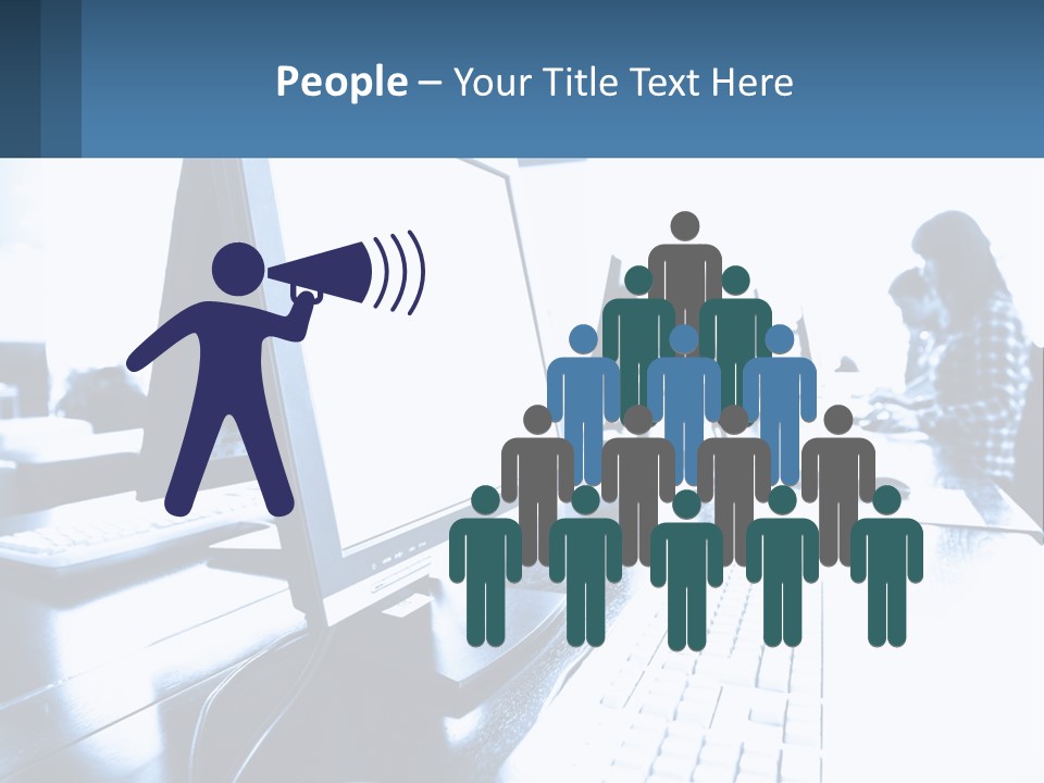 A Man Sitting In Front Of A Computer Monitor PowerPoint Template