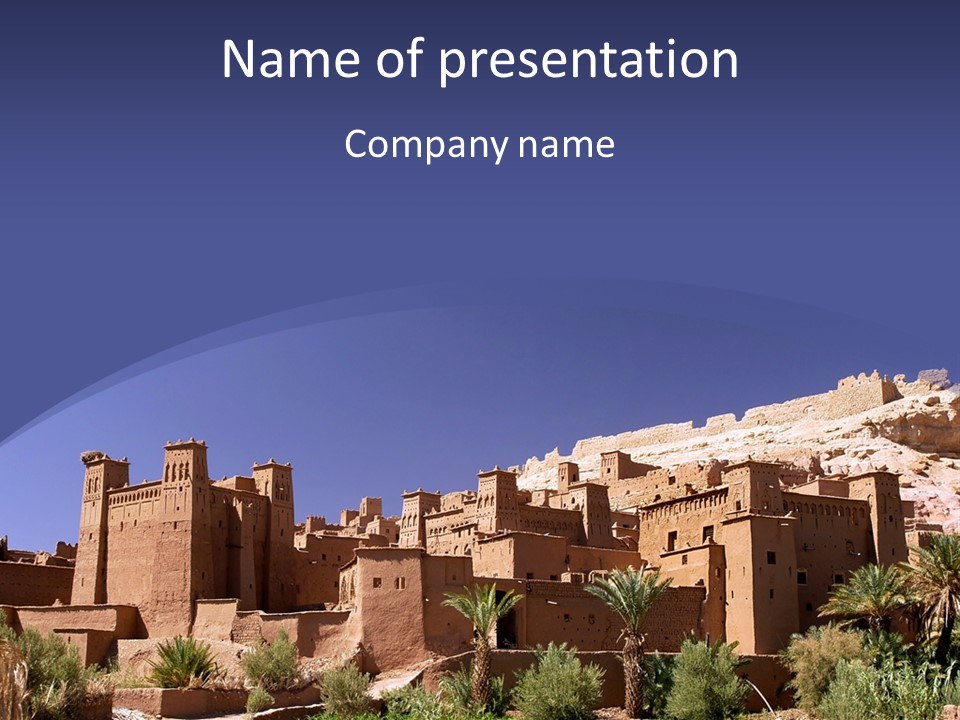 A Picture Of A Desert Town With A Sky Background PowerPoint Template