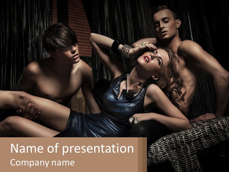 A Group Of Naked People Sitting On A Couch PowerPoint Template