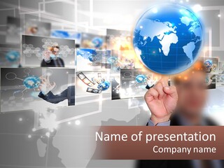 A Man Holding A Globe In His Hand PowerPoint Template
