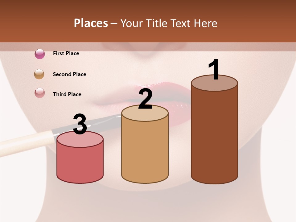 A Woman With A Lipstick Brush In Her Mouth PowerPoint Template