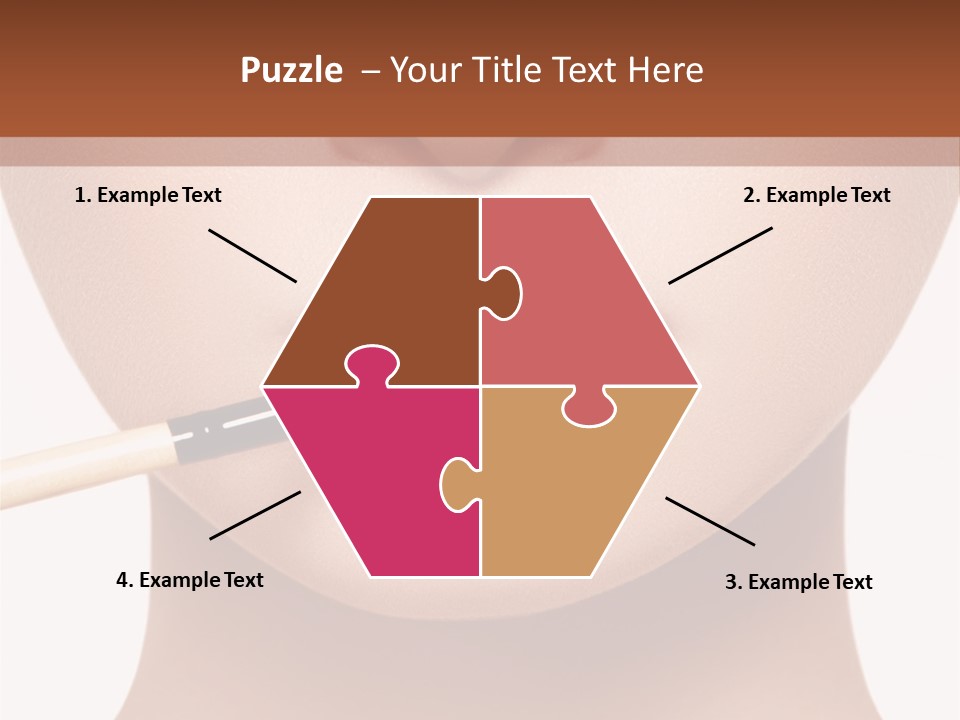 A Woman With A Lipstick Brush In Her Mouth PowerPoint Template