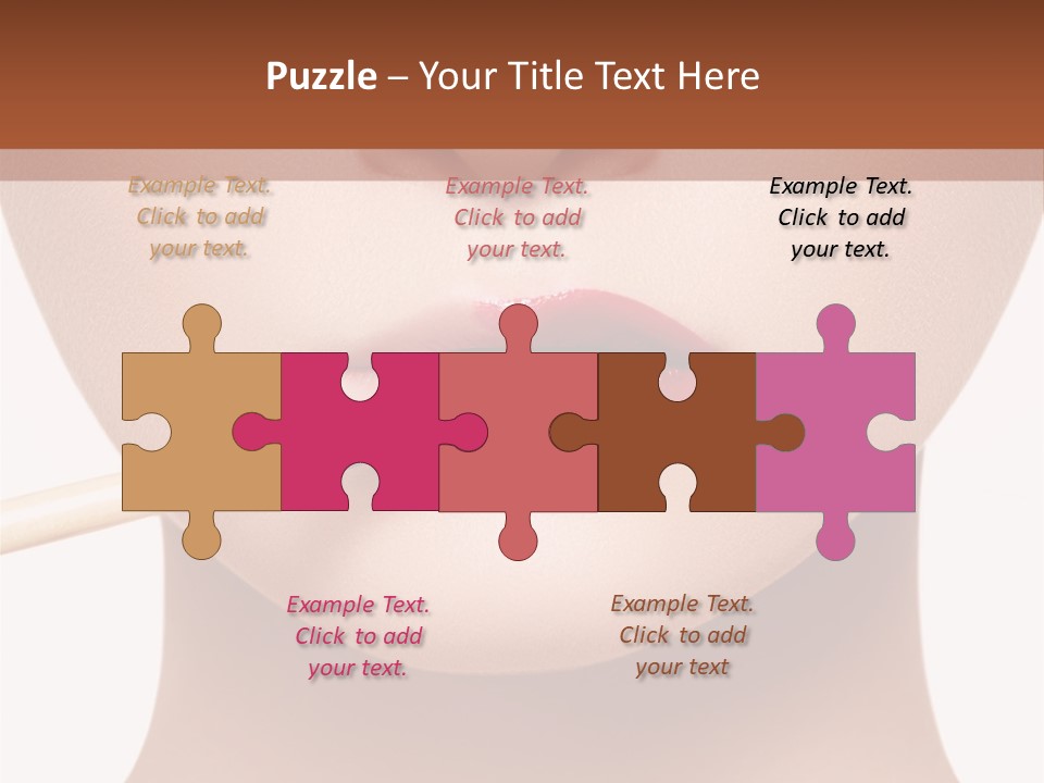 A Woman With A Lipstick Brush In Her Mouth PowerPoint Template