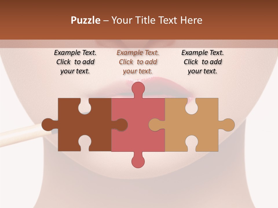 A Woman With A Lipstick Brush In Her Mouth PowerPoint Template