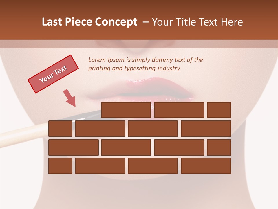 A Woman With A Lipstick Brush In Her Mouth PowerPoint Template