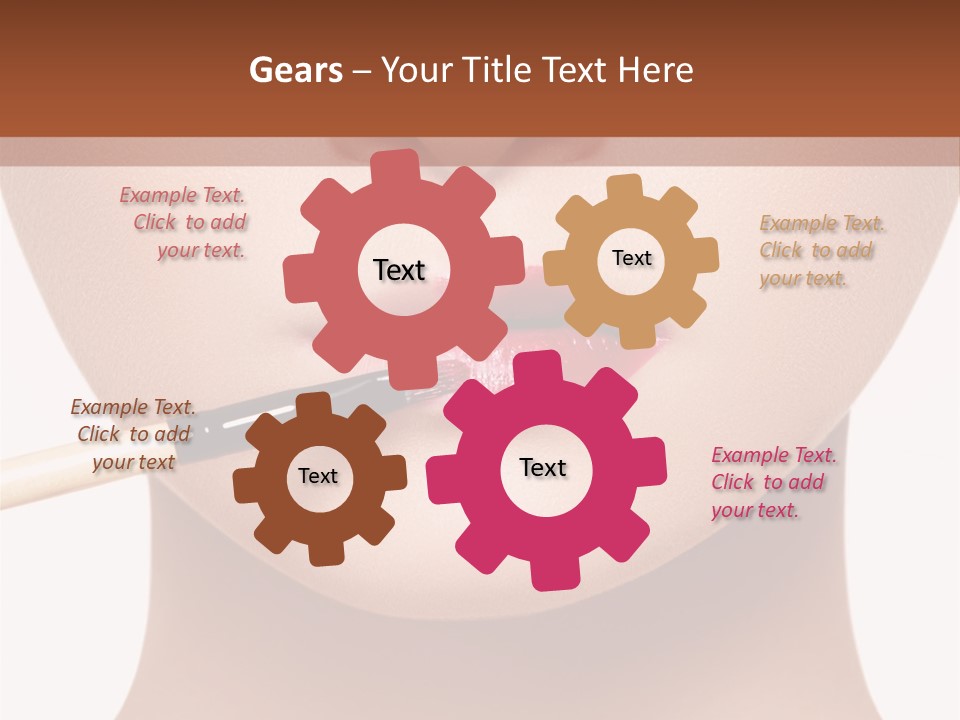 A Woman With A Lipstick Brush In Her Mouth PowerPoint Template