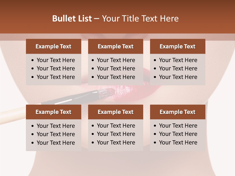 A Woman With A Lipstick Brush In Her Mouth PowerPoint Template