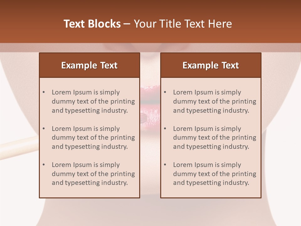 A Woman With A Lipstick Brush In Her Mouth PowerPoint Template