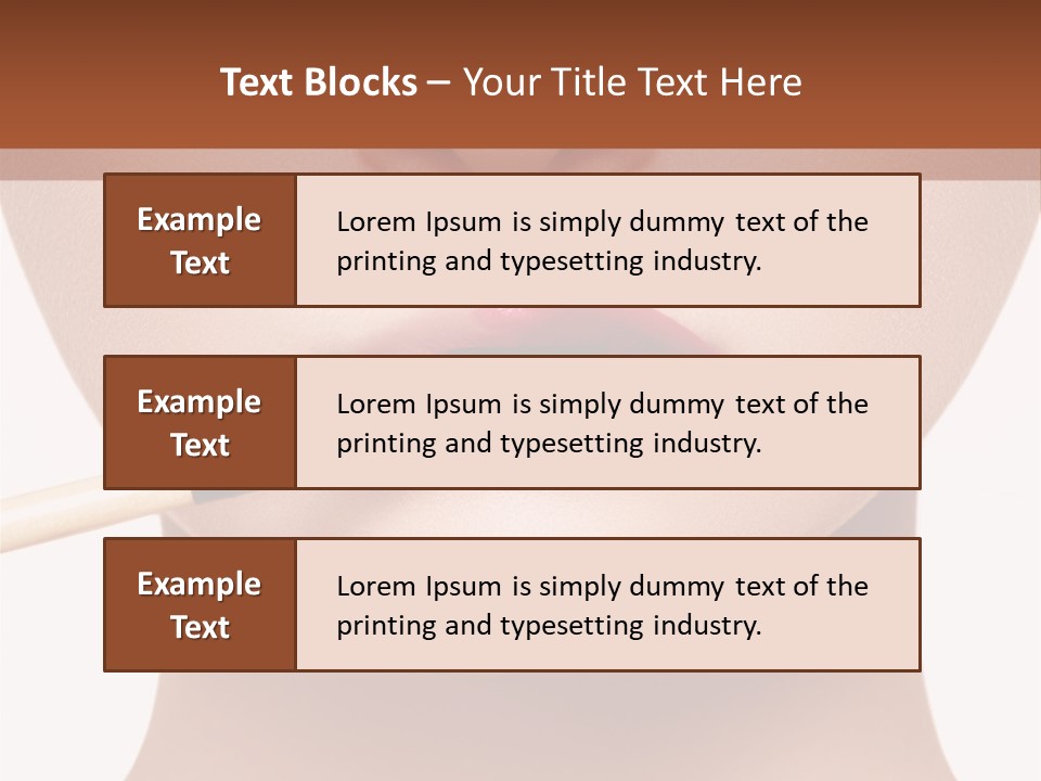 A Woman With A Lipstick Brush In Her Mouth PowerPoint Template