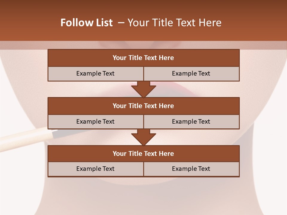 A Woman With A Lipstick Brush In Her Mouth PowerPoint Template