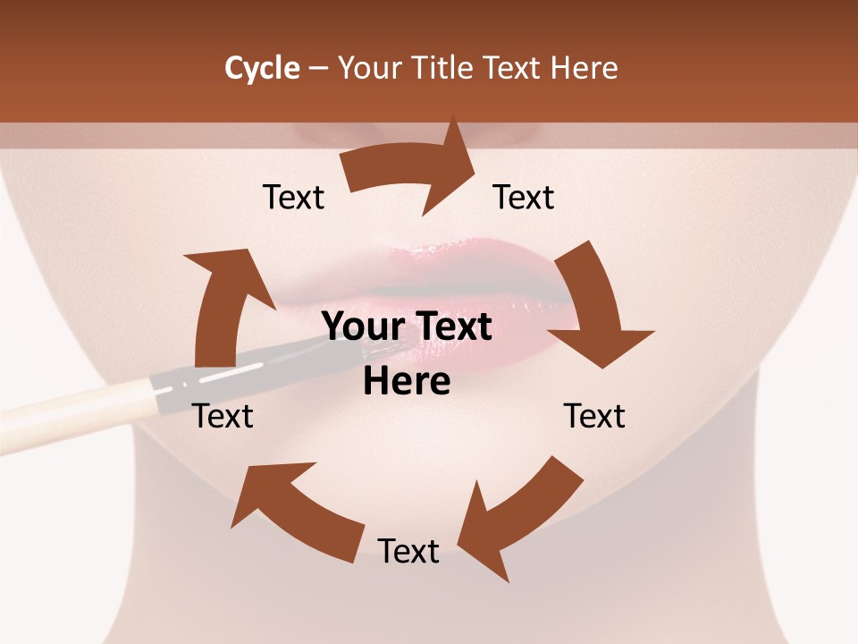 A Woman With A Lipstick Brush In Her Mouth PowerPoint Template