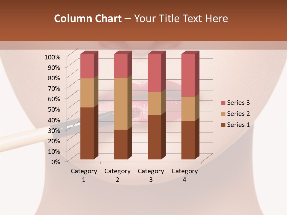 A Woman With A Lipstick Brush In Her Mouth PowerPoint Template