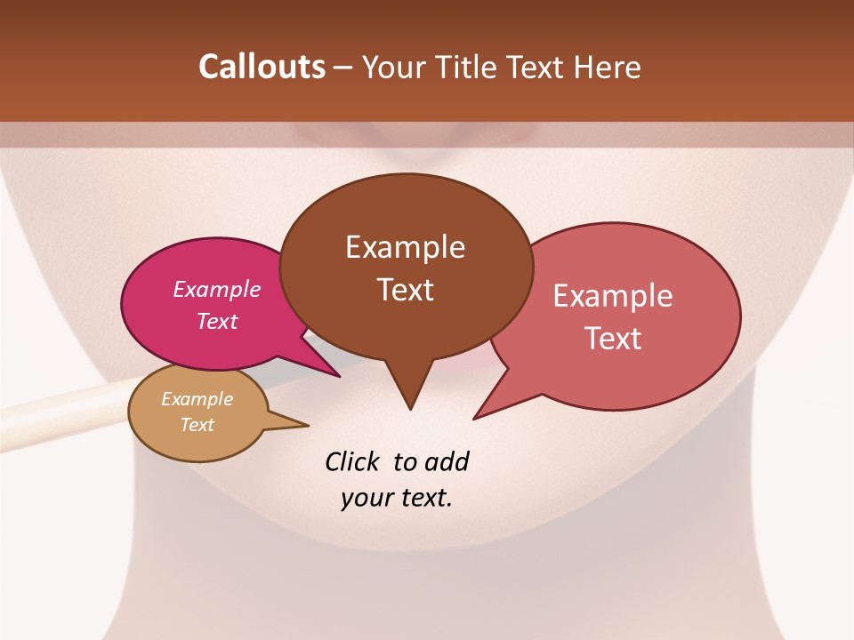 A Woman With A Lipstick Brush In Her Mouth PowerPoint Template