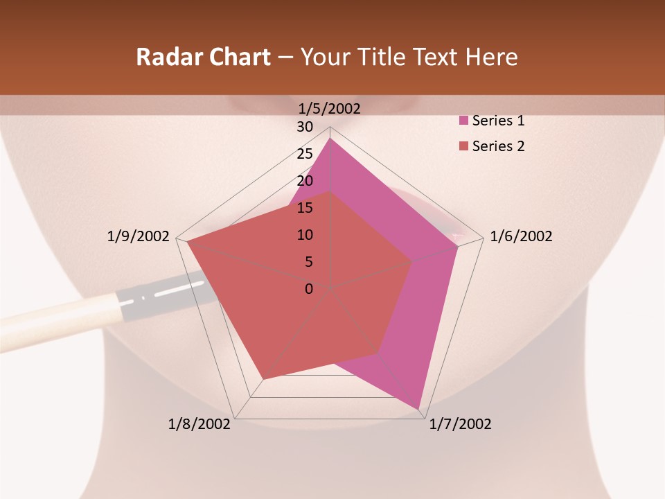 A Woman With A Lipstick Brush In Her Mouth PowerPoint Template