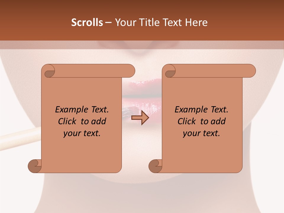A Woman With A Lipstick Brush In Her Mouth PowerPoint Template