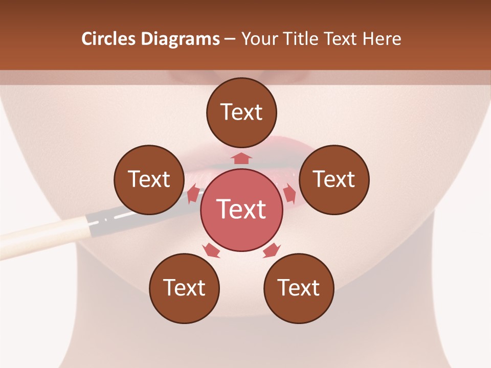 A Woman With A Lipstick Brush In Her Mouth PowerPoint Template