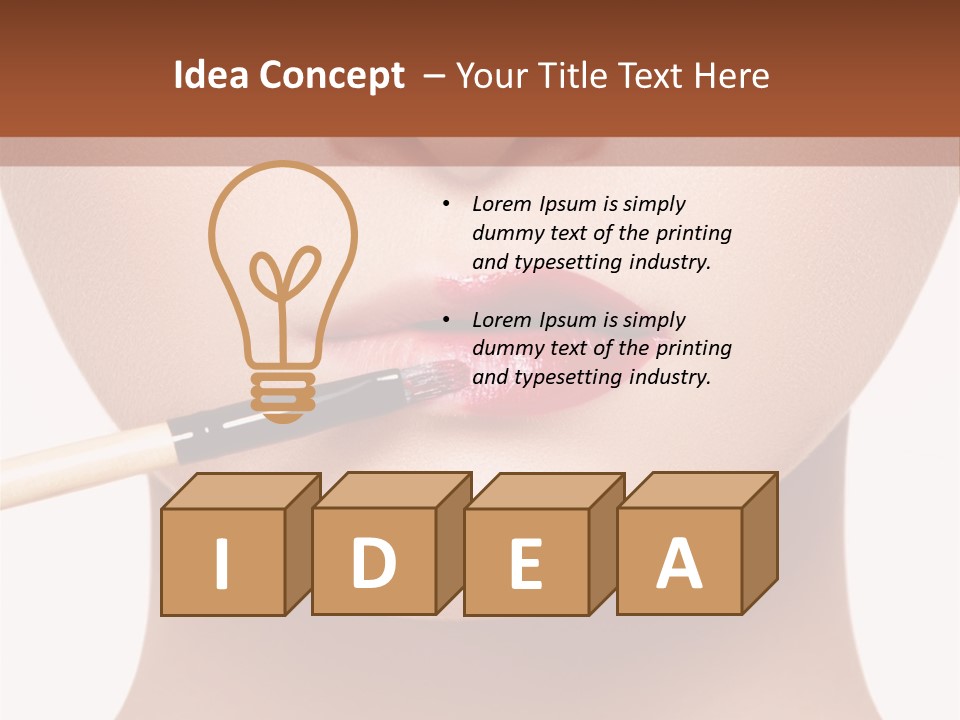 A Woman With A Lipstick Brush In Her Mouth PowerPoint Template