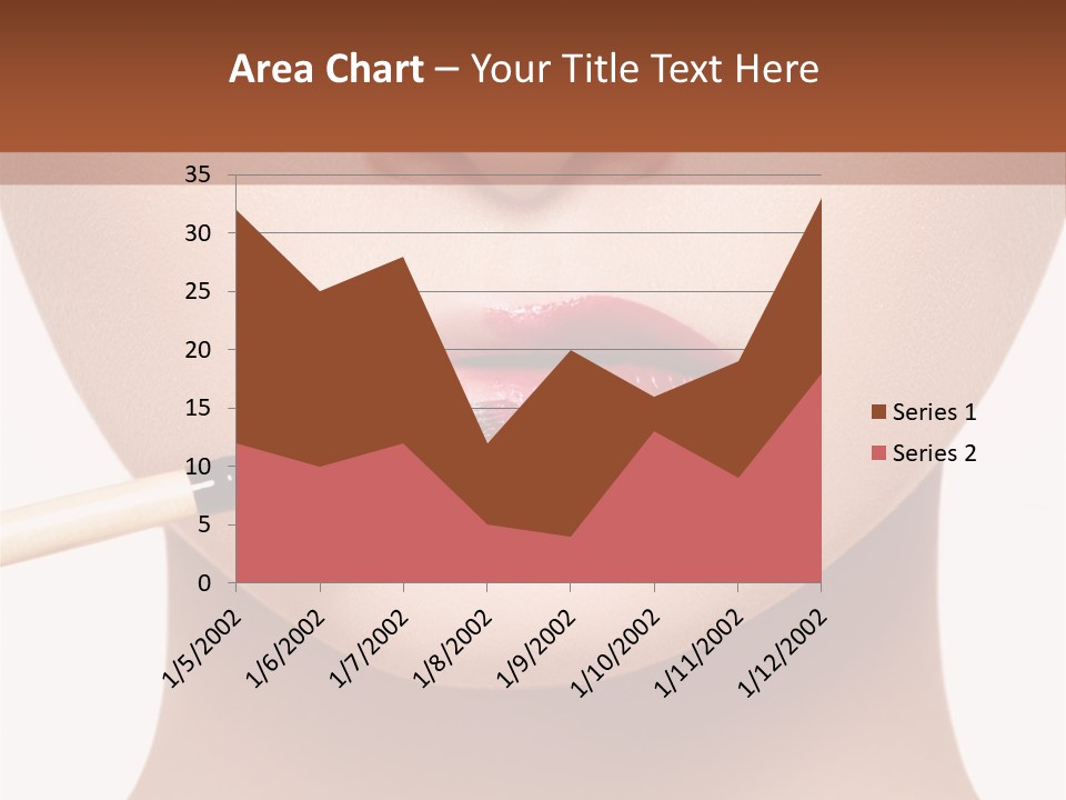 A Woman With A Lipstick Brush In Her Mouth PowerPoint Template