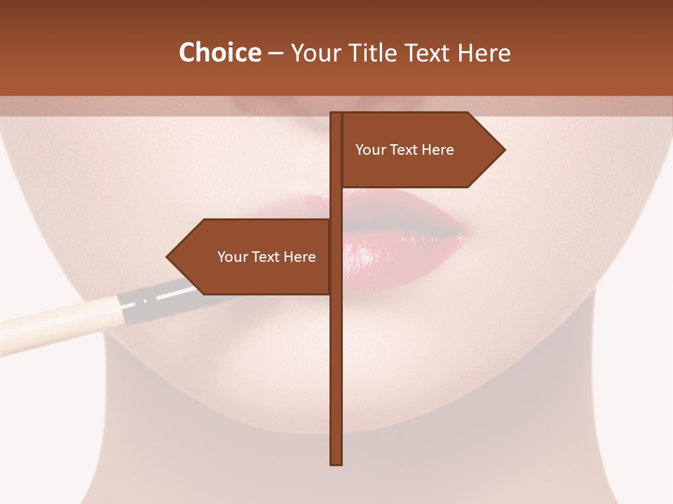 A Woman With A Lipstick Brush In Her Mouth PowerPoint Template