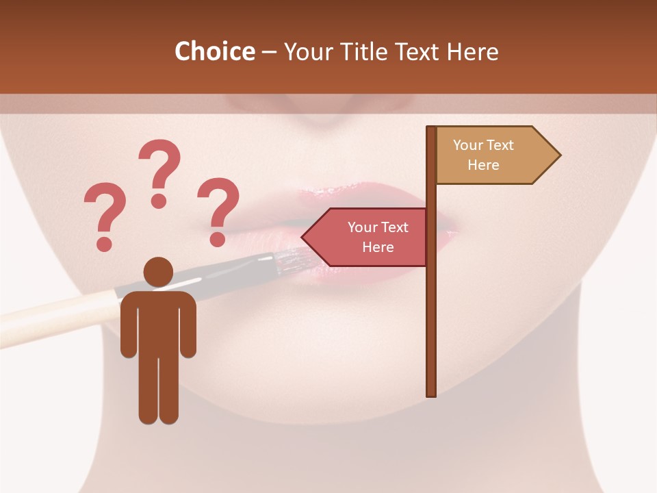 A Woman With A Lipstick Brush In Her Mouth PowerPoint Template