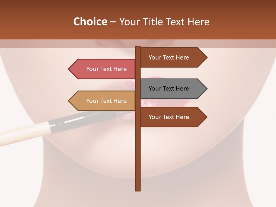 A Woman With A Lipstick Brush In Her Mouth PowerPoint Template