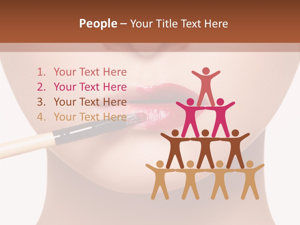 A Woman With A Lipstick Brush In Her Mouth PowerPoint Template