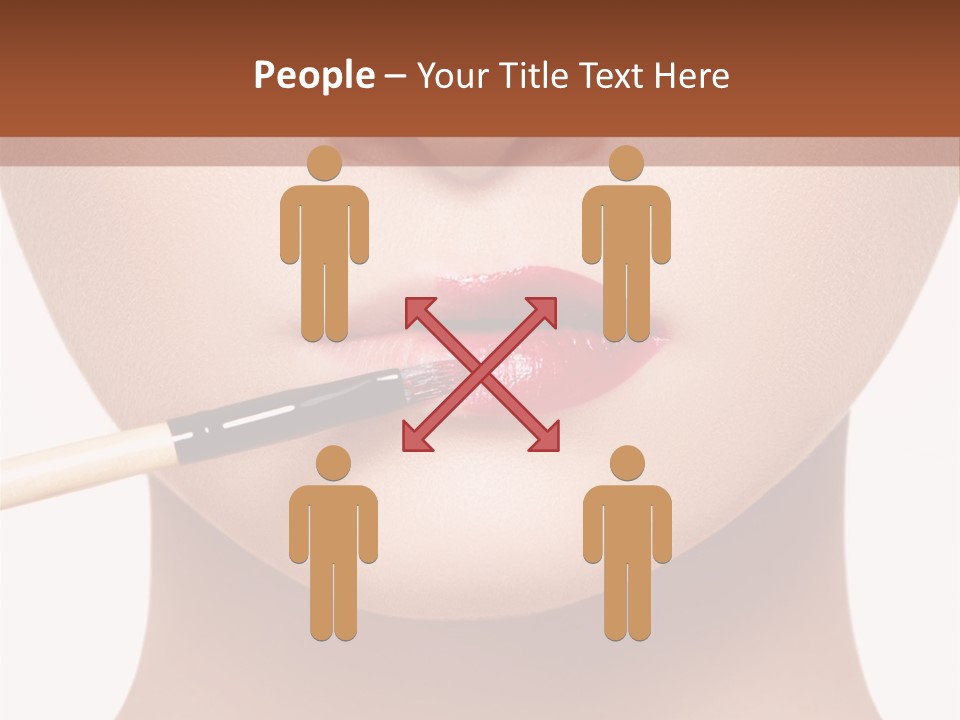 A Woman With A Lipstick Brush In Her Mouth PowerPoint Template