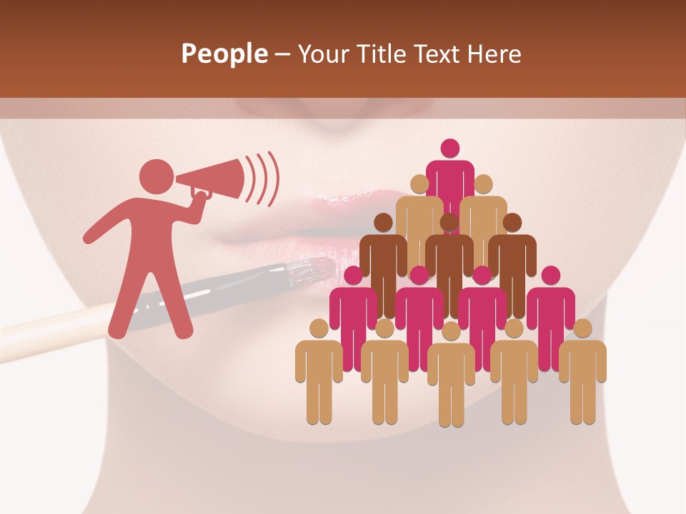 A Woman With A Lipstick Brush In Her Mouth PowerPoint Template