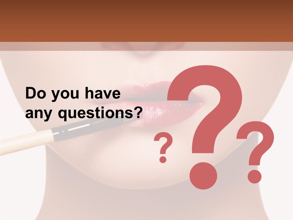 A Woman With A Lipstick Brush In Her Mouth PowerPoint Template