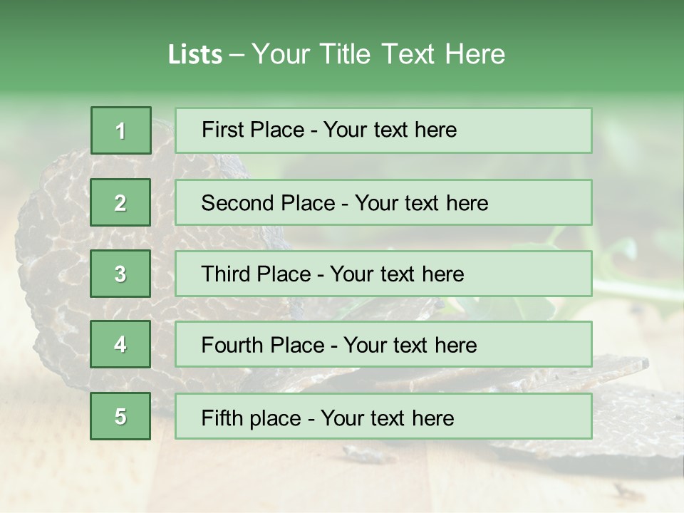 A Piece Of Food Sitting On Top Of A Wooden Table PowerPoint Template