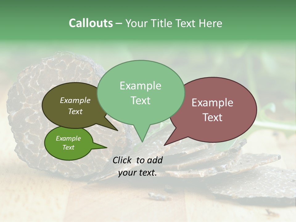 A Piece Of Food Sitting On Top Of A Wooden Table PowerPoint Template