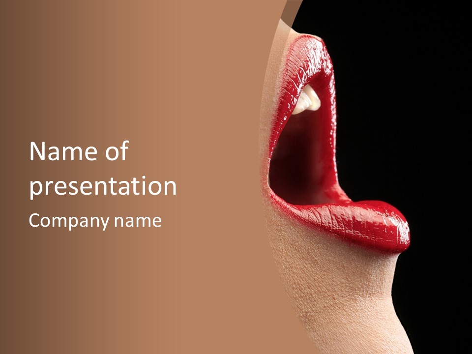 A Woman's Mouth With A Red Lipstick On It PowerPoint Template