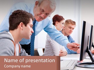 A Group Of People Working On A Computer PowerPoint Template