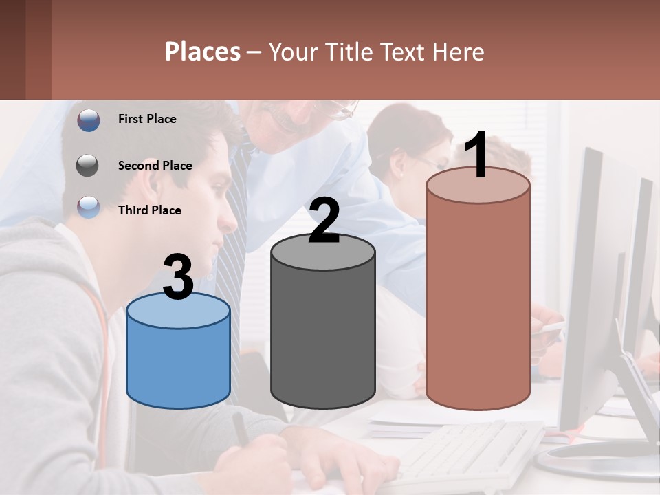 A Group Of People Working On A Computer PowerPoint Template