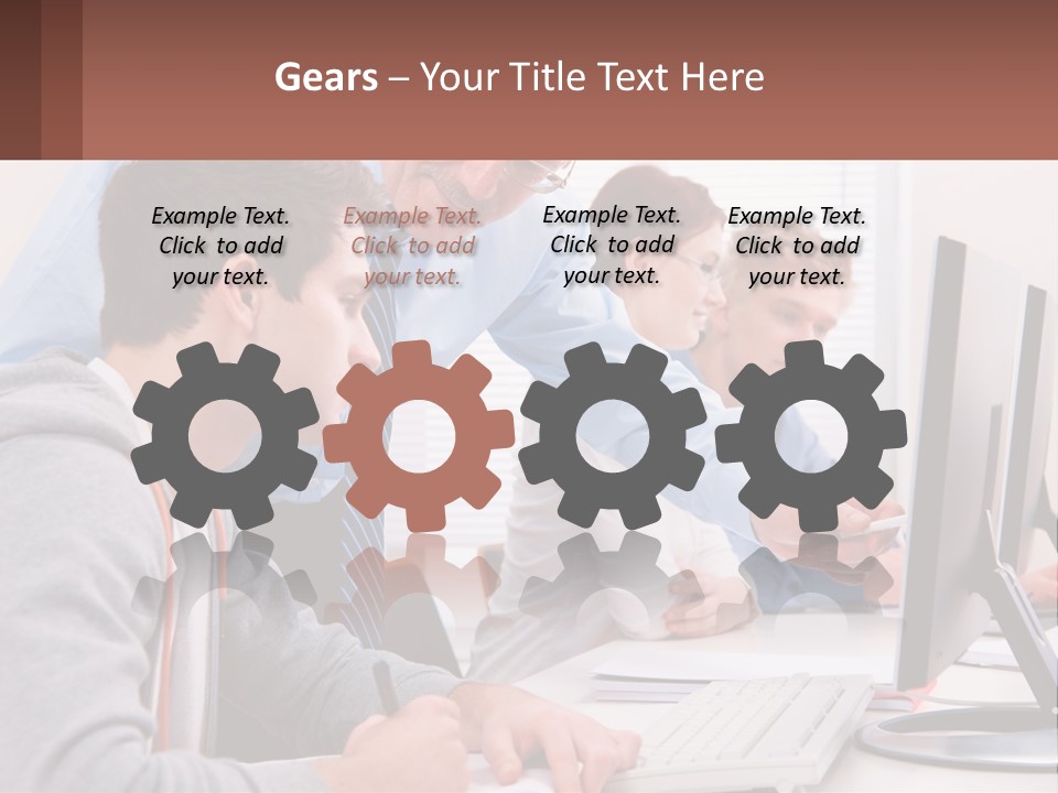 A Group Of People Working On A Computer PowerPoint Template