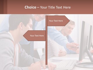 A Group Of People Working On A Computer PowerPoint Template